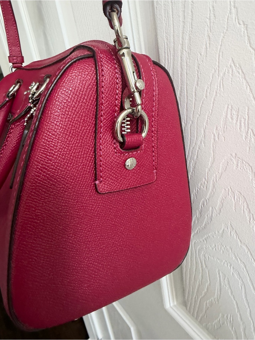 Coach Berry Pink Leather Satchel Crossbody Bag EUC - Picture 8 of 15